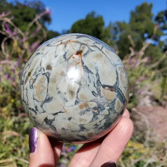 Ocean Ibis Jasper Brecciated Sphere Green Shades 490 grams 70mm